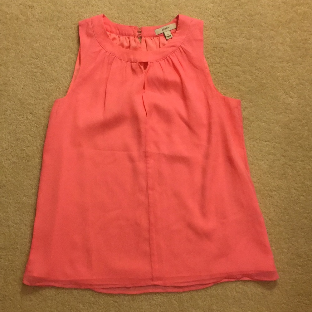 J Crew Silk Coral Keyhole Top (0)